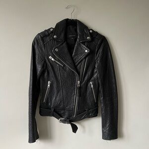 Mackage Rumer Pebbled Leather Rider Jacket